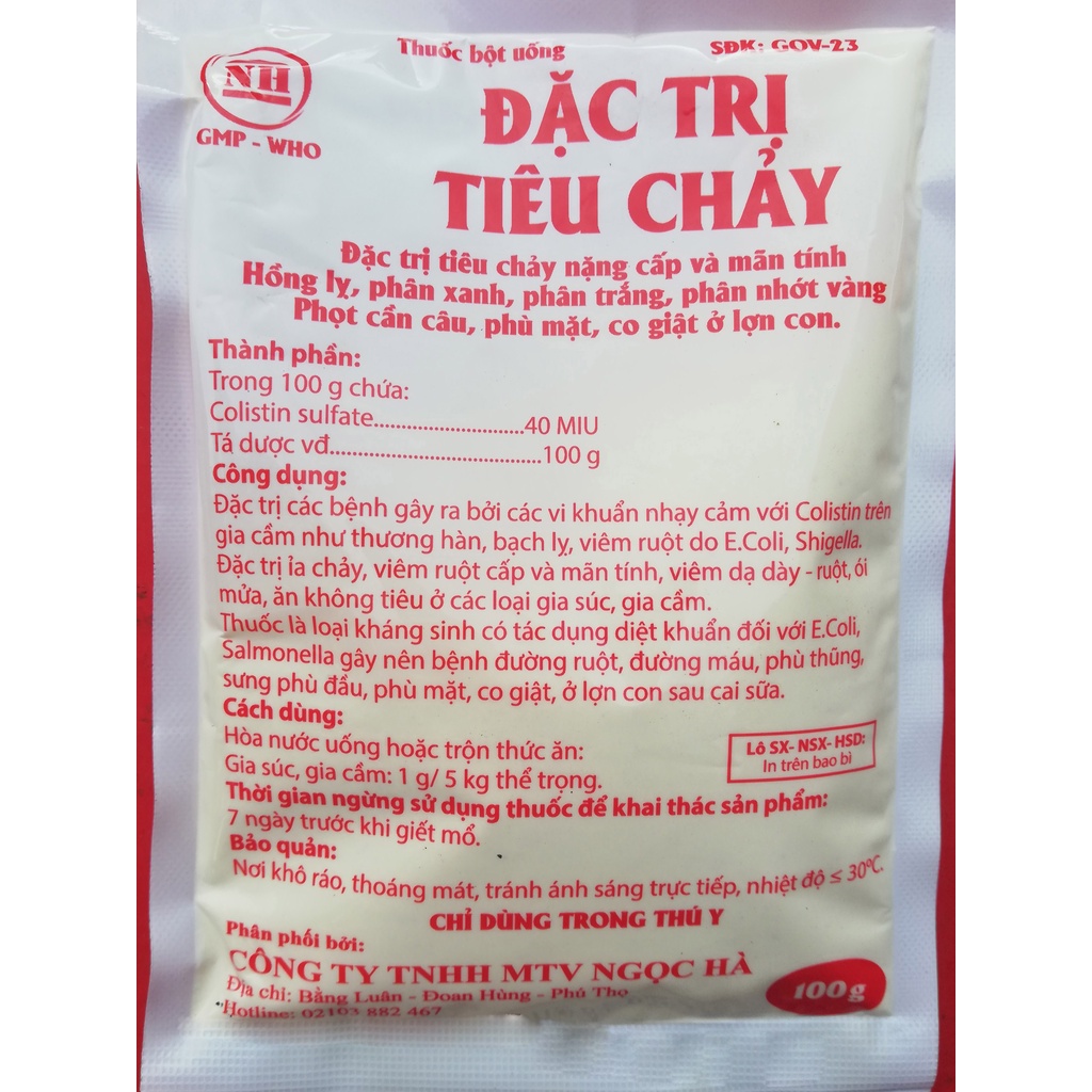 1 gói Colistin sulfate 100g sản phẩm chuyên dùng cho gia súc, gia cầm, trâu, bò, lợn, gà, chó, mèo, thỏ