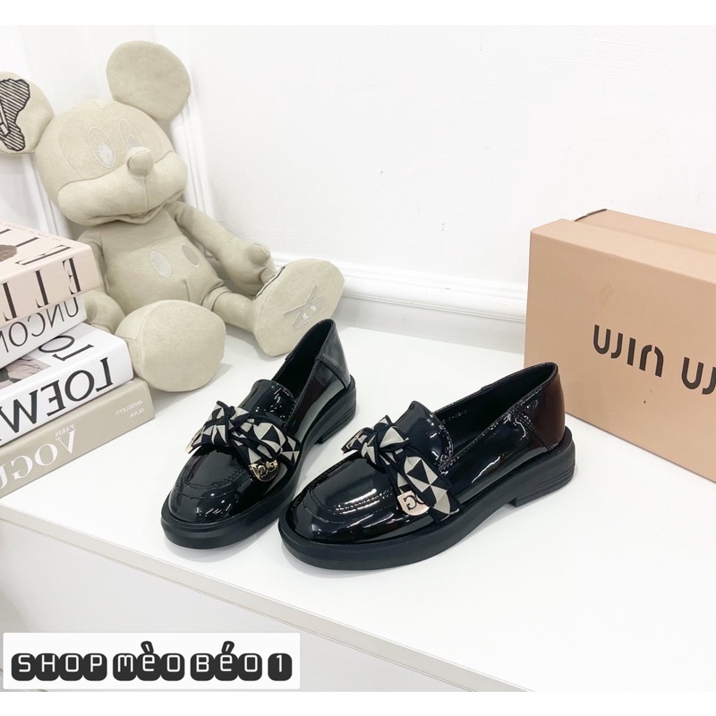 Giày moca miu miu nơ lụa fullbox