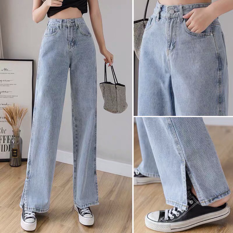 Quần jean nữ ống rộng quần bò ống rộng ulzzang xẻ line phong cách Hàn Quốc cao cấp - ZOO26