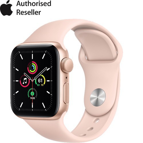 Apple Watch SE 40mm (GPS) Viền Nhôm Vàng - Dây Cao Su Hồng [Mã Mỹ]