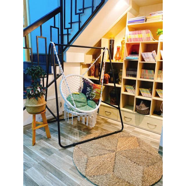 [Giá siêu rẻ] Thảm cói hoa sao - D120cm