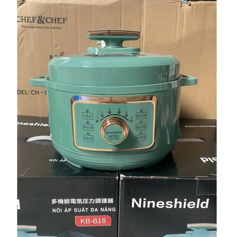 [Mã ELHADEV giảm 4% đơn 300K] [Free ship]Nồi Áp Suất Điện Đa Năng Nineshield 5L : 6 chế độ- Mẫu mới nhất 2021