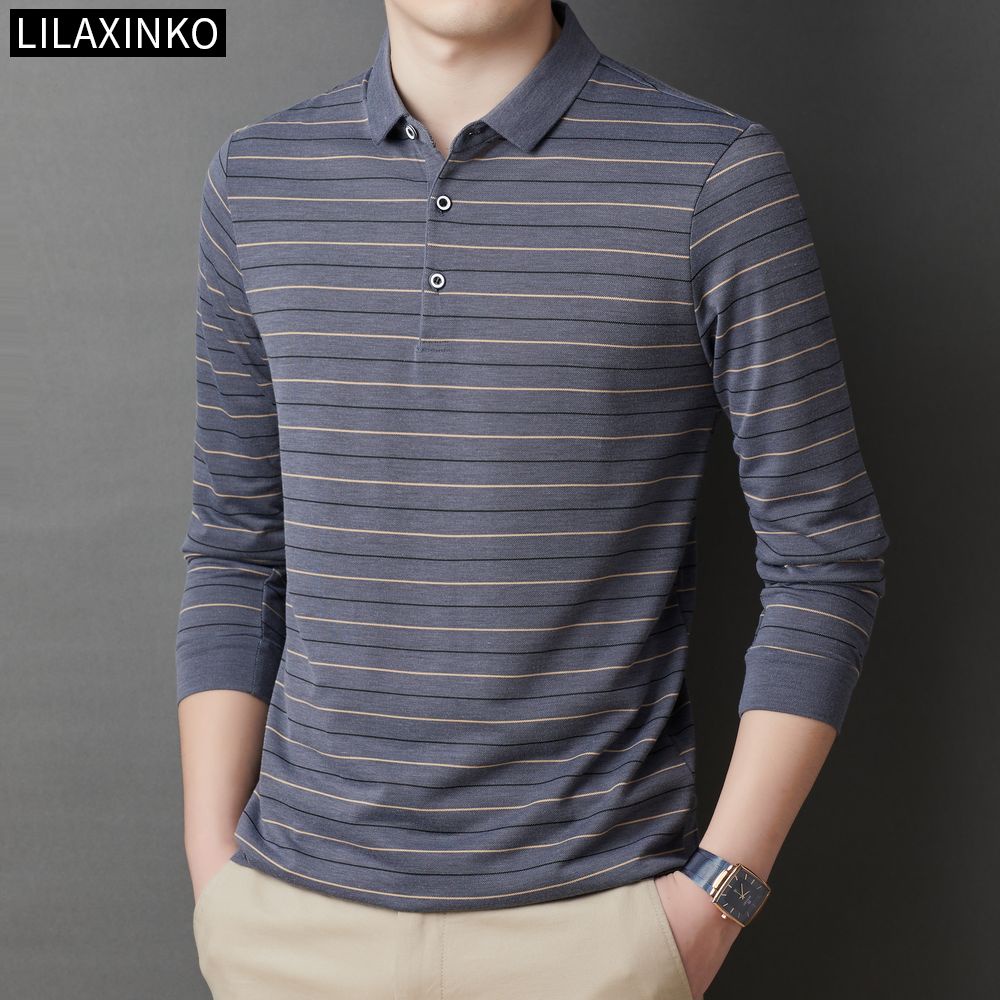 Áo Thun Polo Tay Dài Kẻ Sọc 3 Màu Thời Trang Thu Đông Cho Nam