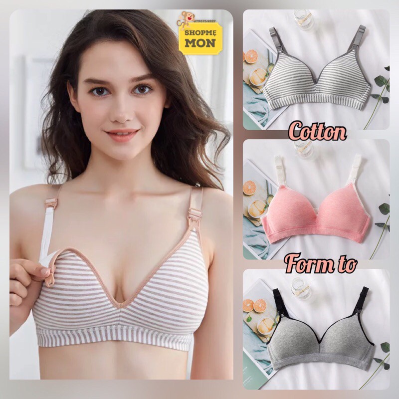 Áo Lót Bầu và Cho Con Bú Cotton Khoá Mở Trên Form to Co Giãn