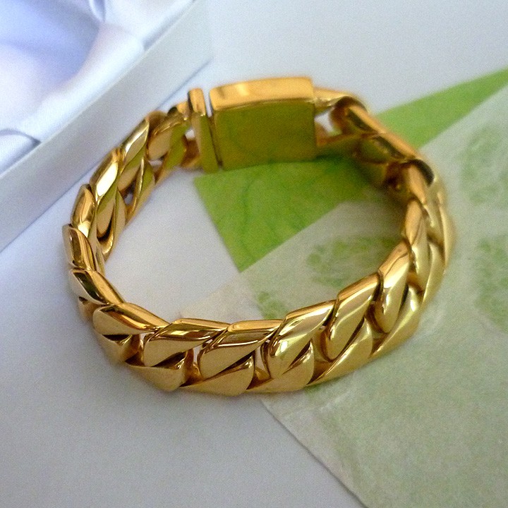 Lắc tay nam mạ vàng khóa hộp cỡ lớn LZ754