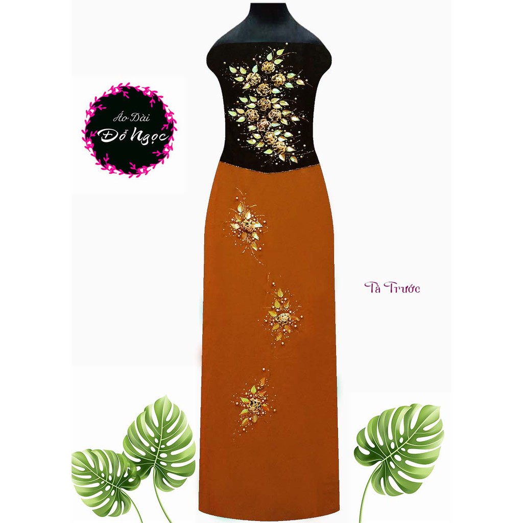 Vải áo dài nhung kết cườm, đính đá thủ công cao cấp. Mã B27