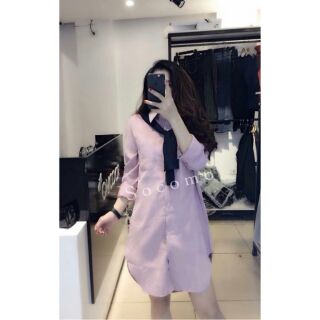 Đầm sơ mi cột nơ