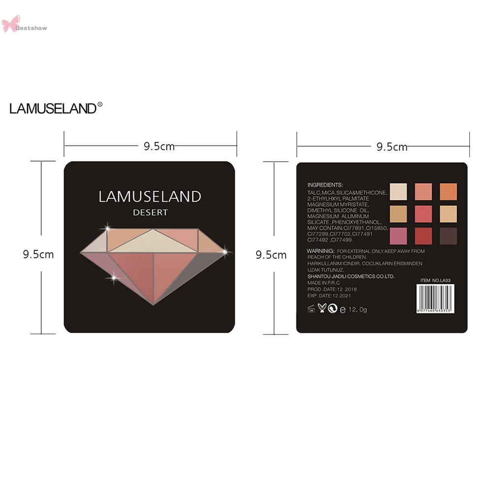 LAMUSELAND La Museland (Hàng Mới Về) Bảng Phấn Mắt 9 Màu Lì / Ánh Nhũ Lấp Lánh 3 Phong Cách Tùy Chọn La33