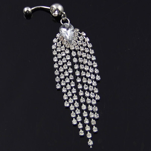 Khuyên rốn đính đá tua rua bằng thép y tế