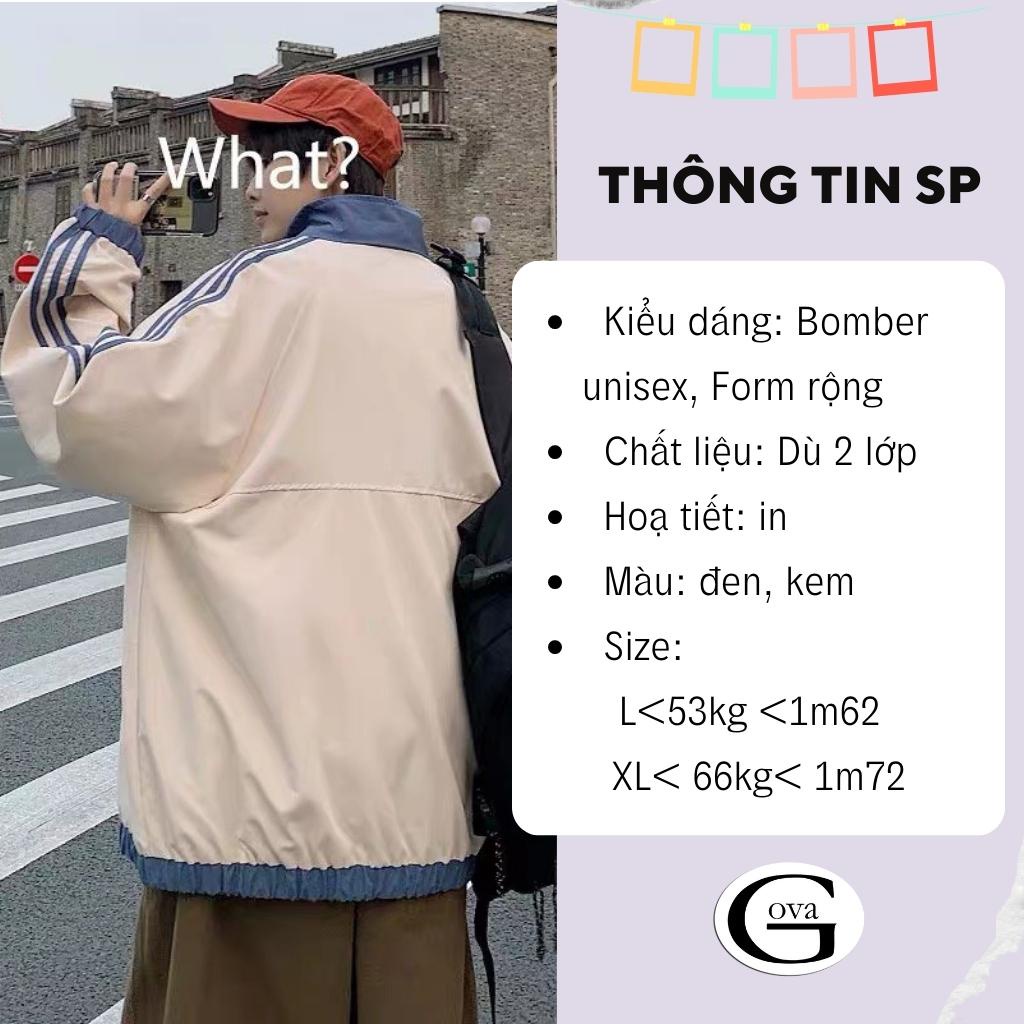 Áo Khoác Dù GATCREY 2 Lớp Form Rộng Nam Nữ Unisex, Áo Gió Bomber Bóng Chày Chống Nắng Ulzzang GOVA