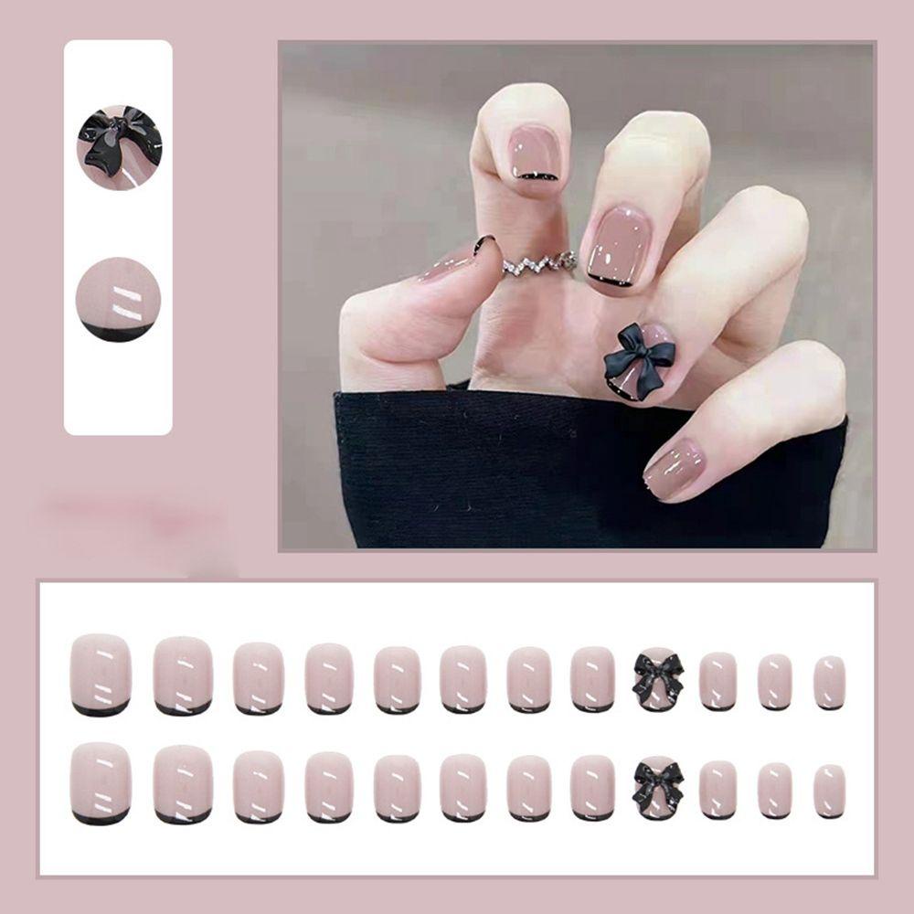 Hộp 24 Móng Tay Giả Ngắn / Tròn / Vuông Che Phủ Toàn Diện