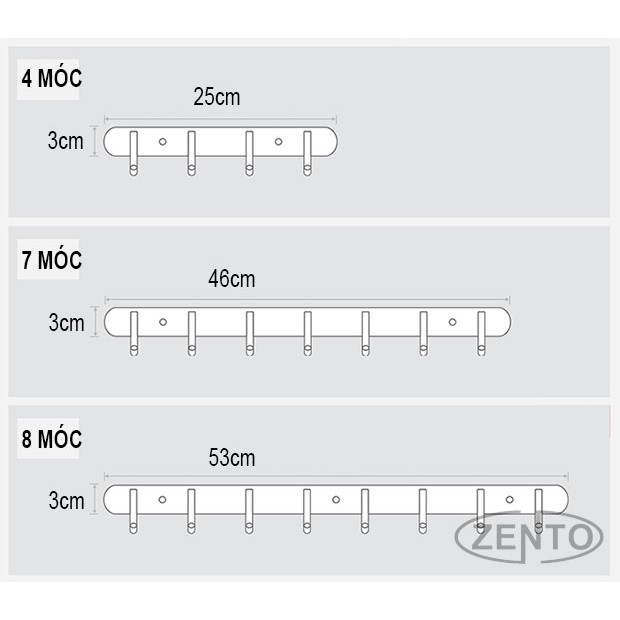 Móc treo quần áo 4 chấu Inox304 ZENTO - HB1120-4