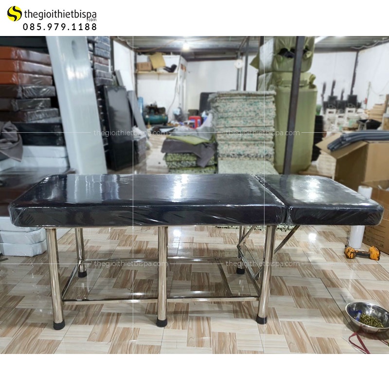 Giường spa nối mi, phun xăm chân inox