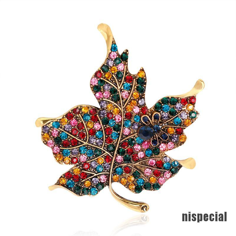 [nis-beauty] Colorful Maple Leaf Piercing Brooch Pin Collar Decor Badge Corsage Women Jewelry