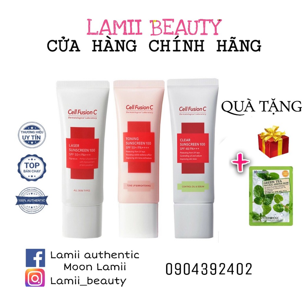 CHÍNH HÃNG - 4 Dòng Kem chống nắng Cell Fusion C Sunscreen 100 bản mới 2021