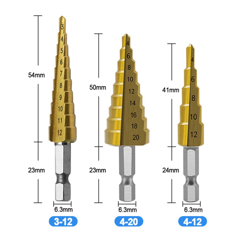 Bộ 3 Mũi Khoan HSS Phủ Titan DIY Chuyên Dụng
