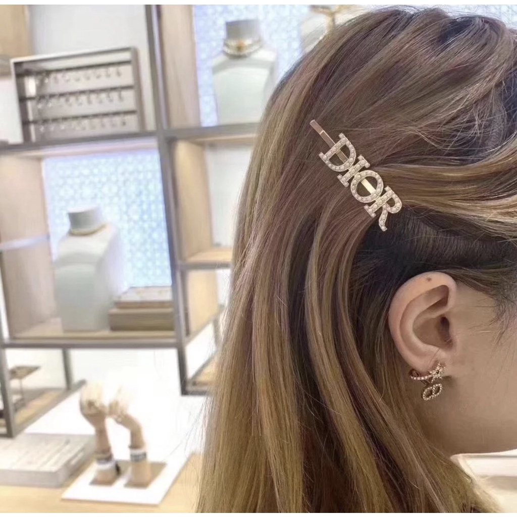 Kẹp tóc mạ bạc 925 hình chữ đính đá lấp lánh thời trang