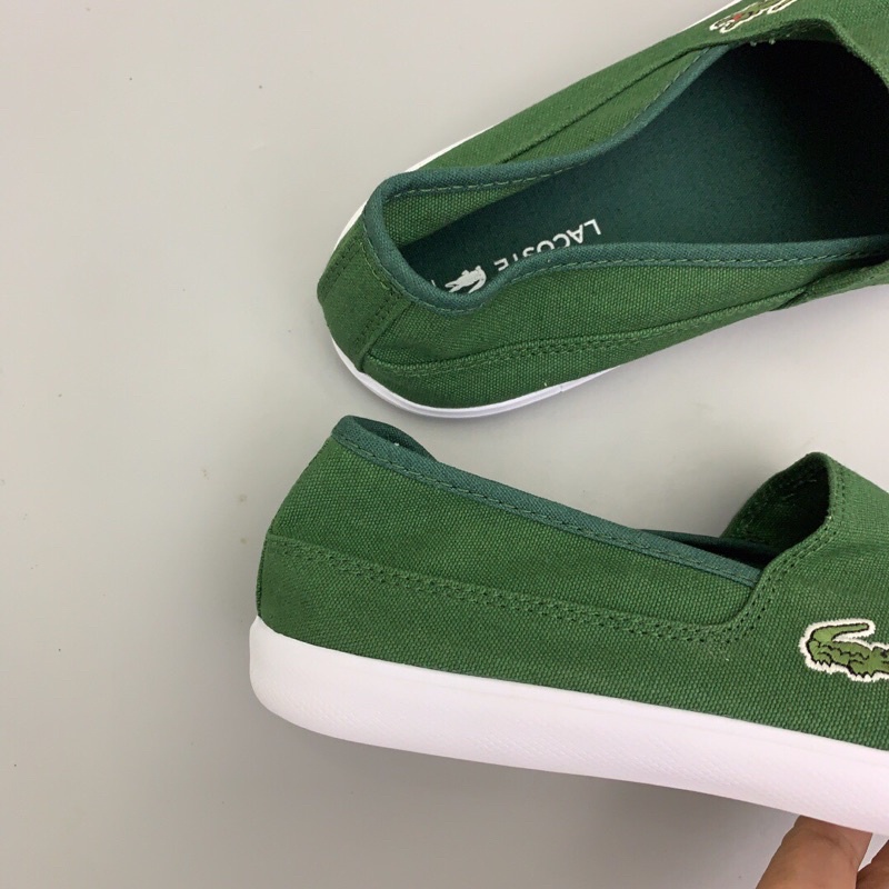 Giày lười vải nam màu xanh lá siêu hiếm đế cao su dẻo lacoste