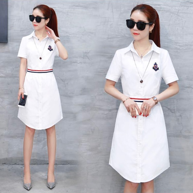 Váy trắng thắt nơ dáng dài MS9932