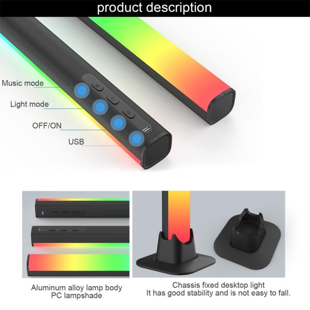Thanh đèn LED RGB nhiều màu tạo không khí bằng nhôm có hẹn giờ cho TV phòng PC chơi game