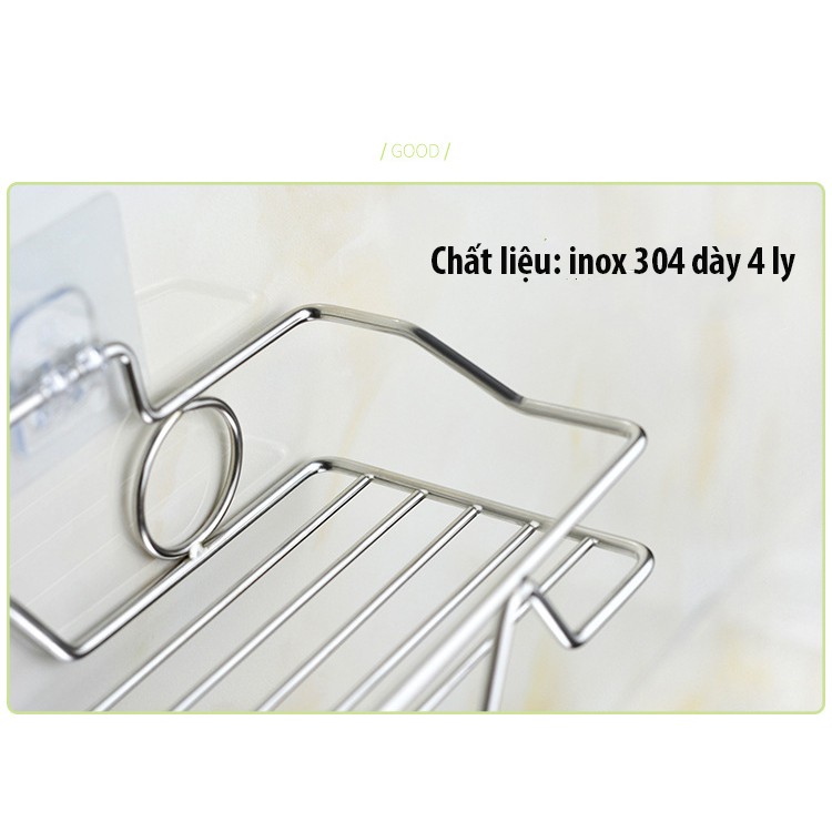 Kệ Dán Tường Inox 304, Kệ Nhà Tắm, Kệ Nhà Bếp Inox Cao Cấp ( Kích Thước: 24cm x 10 x 5cm)