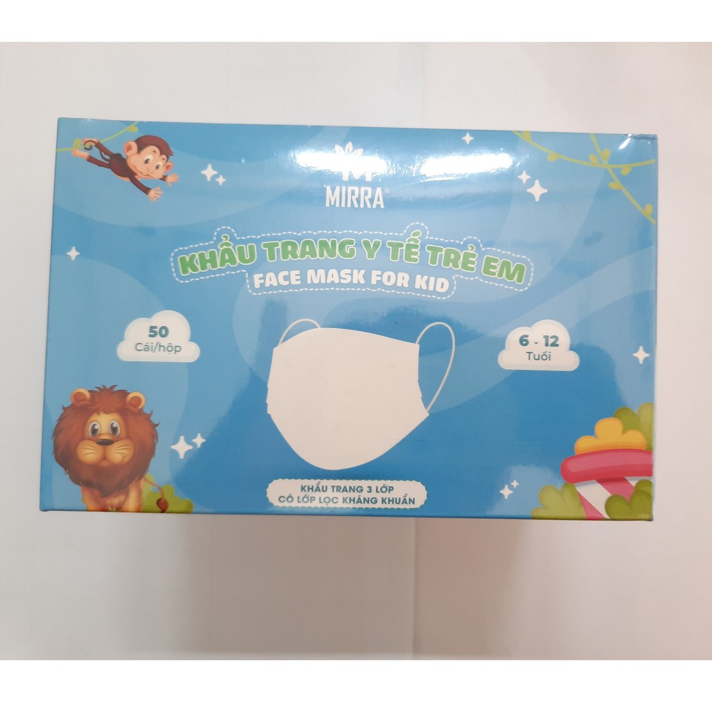 KHẨU TRANG Y TẾ MIRRA CHO BÉ TRAI (6-12 TUỔI ,HỘP 50 CÁI) HOẠT TIẾT HOẠT HÌNH | BigBuy360 - bigbuy360.vn
