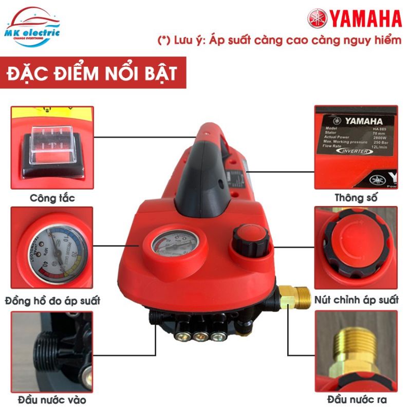 Máy rửa xe mini- máy rửa xe cao áp YAMAHA 2800W HA889A- có chỉnh áp bảo hành 24 tháng