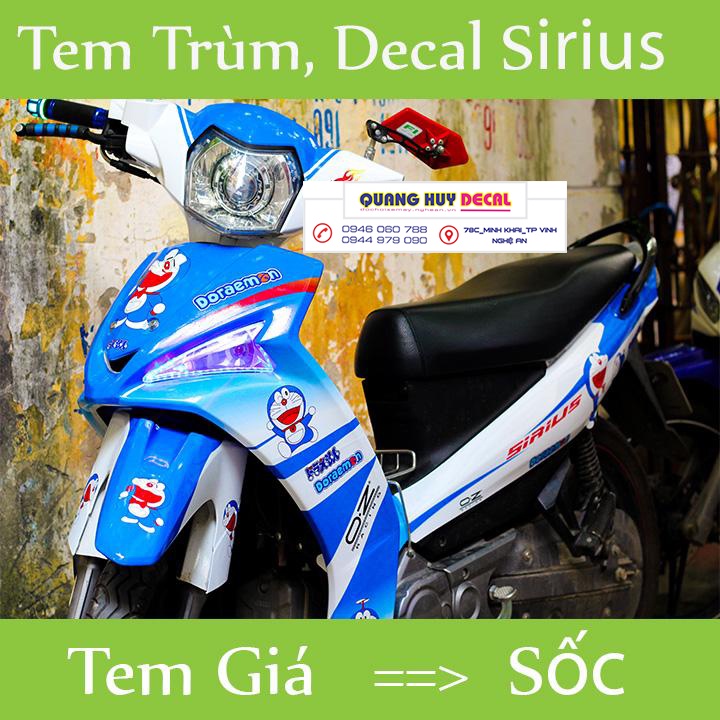 Tem trùm Sirius Fi xanh dương trắng doremon - Độ dán team trùm decal xe máy Sirius Fi xanh dương trắng doremon - Team tr