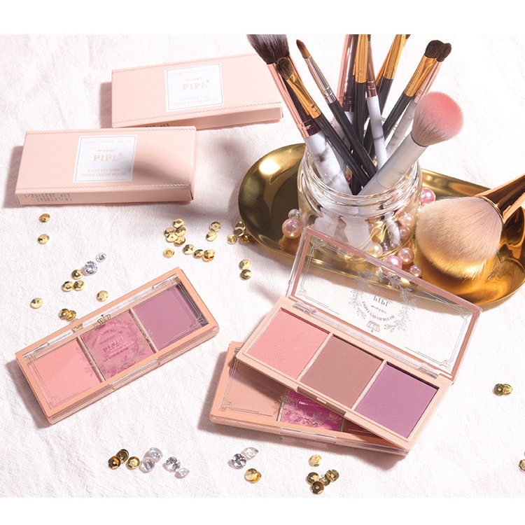 Phấn Má Hồng 3 Màu Sắc Lâu Trôi Trang Điểm Tự Nhiên