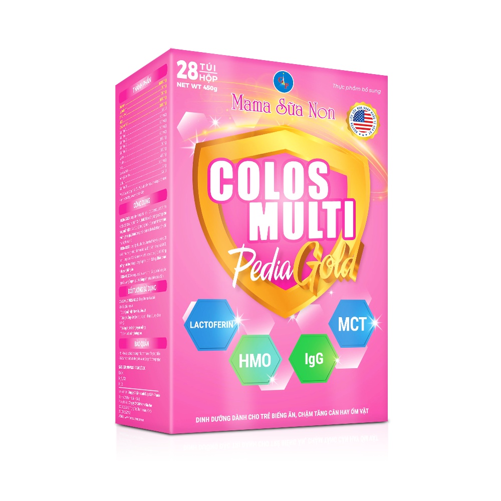 Sữa bột Colosmulti Pedia Gold hộp 28 gói x 16g chuyên biệt hỗ trợ giúp bé ăn ngoan