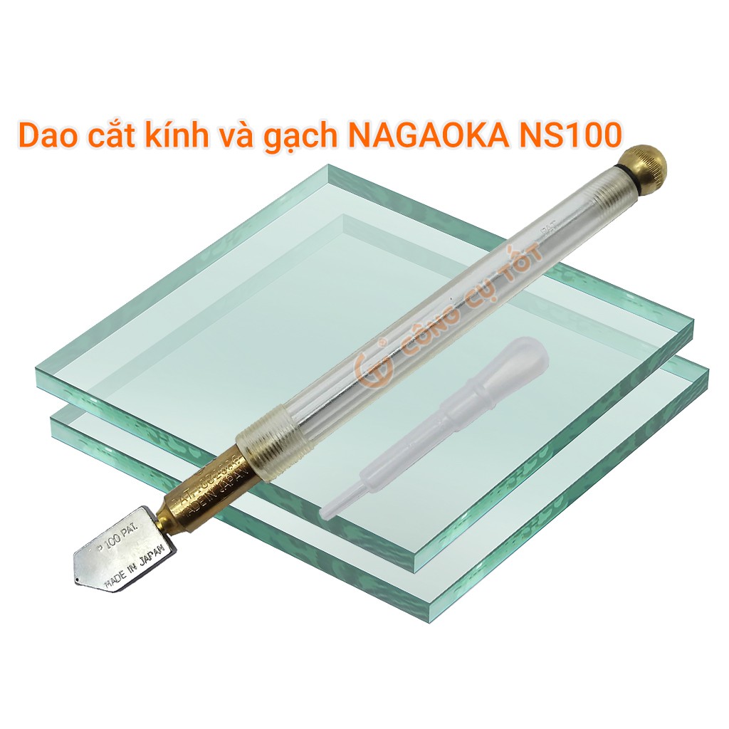 Dao cắt kính và cắt gạch men Nhật vỉ đen NAGAOKA NS100 kèm tra dầu