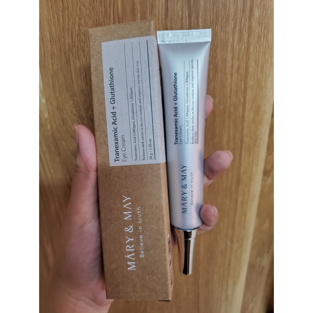Kem Mắt Hỗ Trợ Giảm Quầng Thâm Mary & May Tranexamic Acid+ Glutathion Eye Cream 30ml