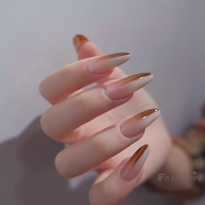 [Hàng mới về] Set 24 Móng Tay Giả Hai Màu Gradient Thời Trang Trẻ Trung Cho Nữ