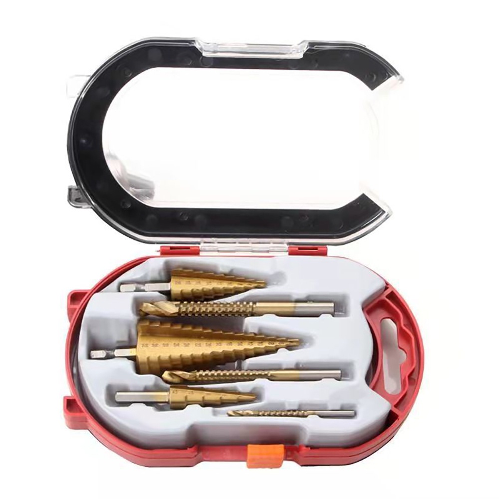 BERT 🇻🇳 | Bộ 6 Mũi khoan tháp từng bước phủ Titan 1/4 "Bước khoan Bit