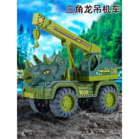 Đồ chơi xe khủng long chở thú (có thú sẵn) - Đồ chơi xe cẩu khủng long loại lớn
