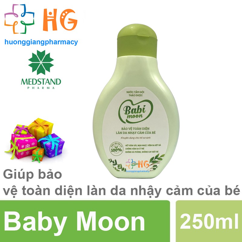 [Kèm Quà Tặng] Nước tắm gội thảo dược Baby Moon - Giúp bảo vệ toàn diện làn da nhạy cảm của bé (Chai 250ml)