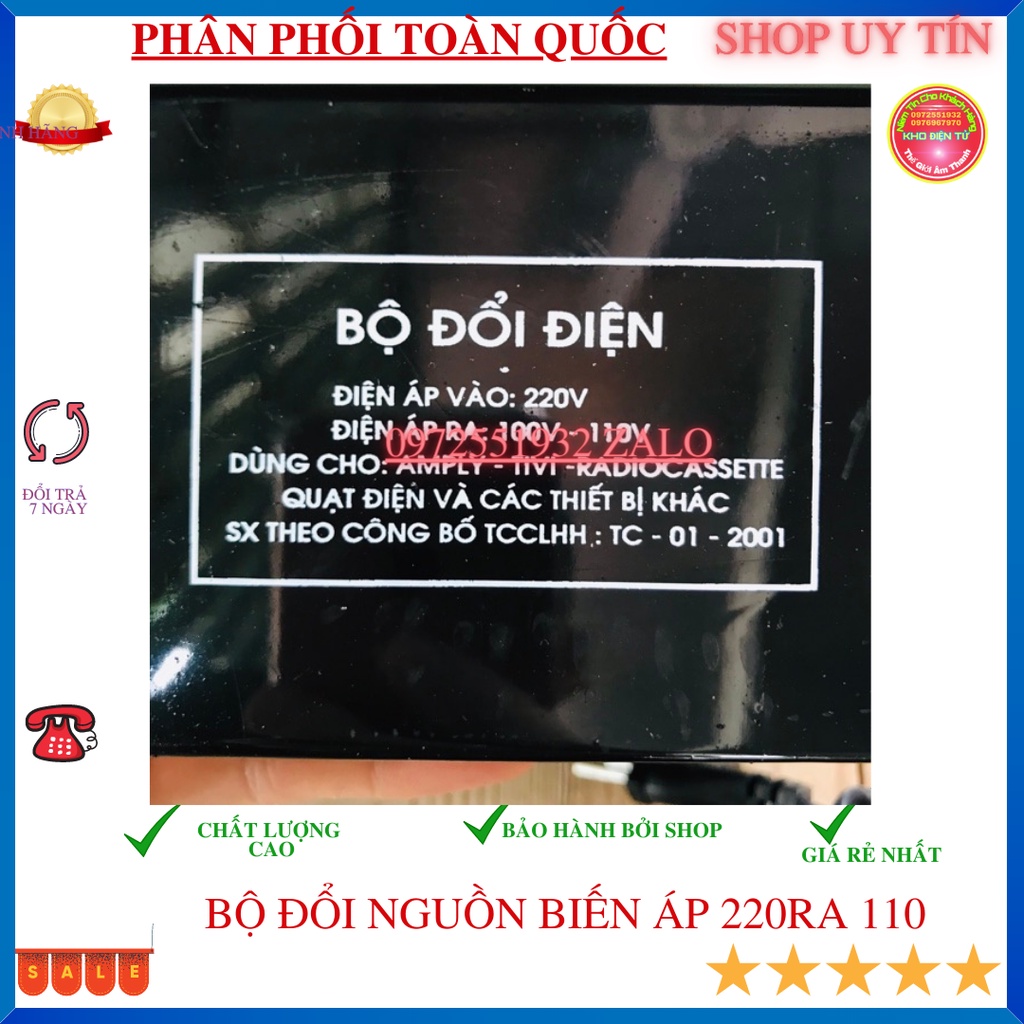 Bộ đổi nguồn 220v sáng 110 cho các thiết bị điện tử điện cơ công suất nhỏ hơn 600w