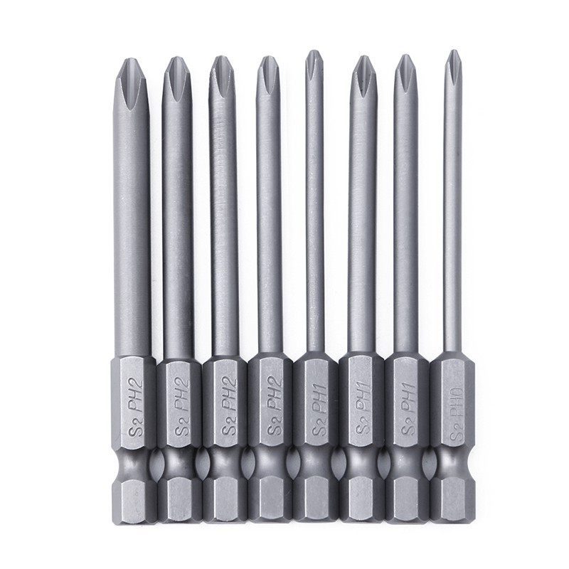 Set 8 Đầu Tua Vít Chữ Thập Bằng Hợp Kim Thép Từ Tính 75mm Dài 6.35mm