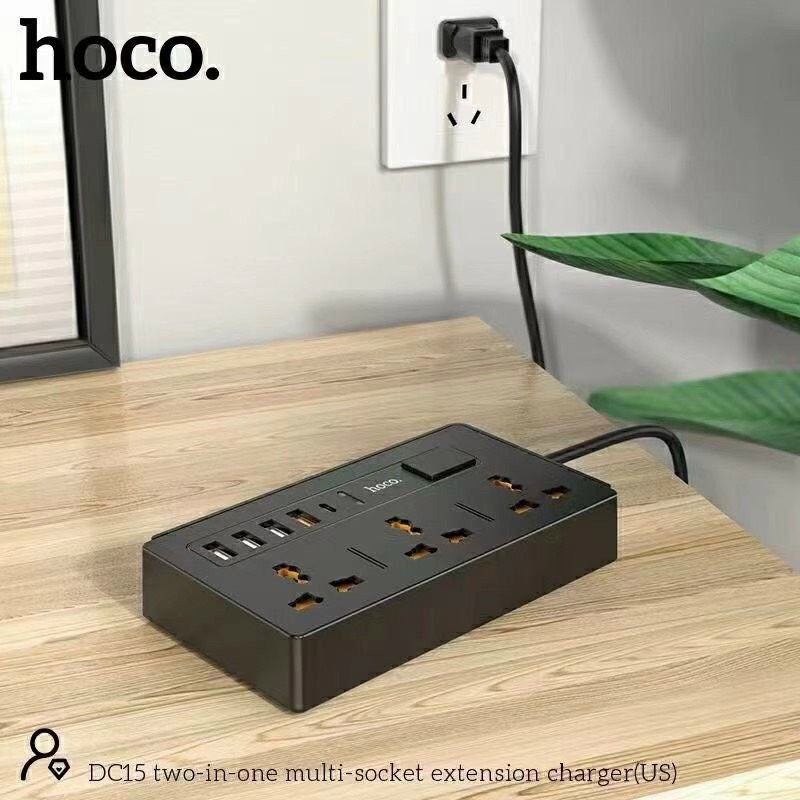 Ổ Cắm Điện Đa Năng Sạc nhanh 18W Hoco DC15 Chính Hãng Có 4 Cổng USB Thông Minh , Chính Hãng, An Toàn