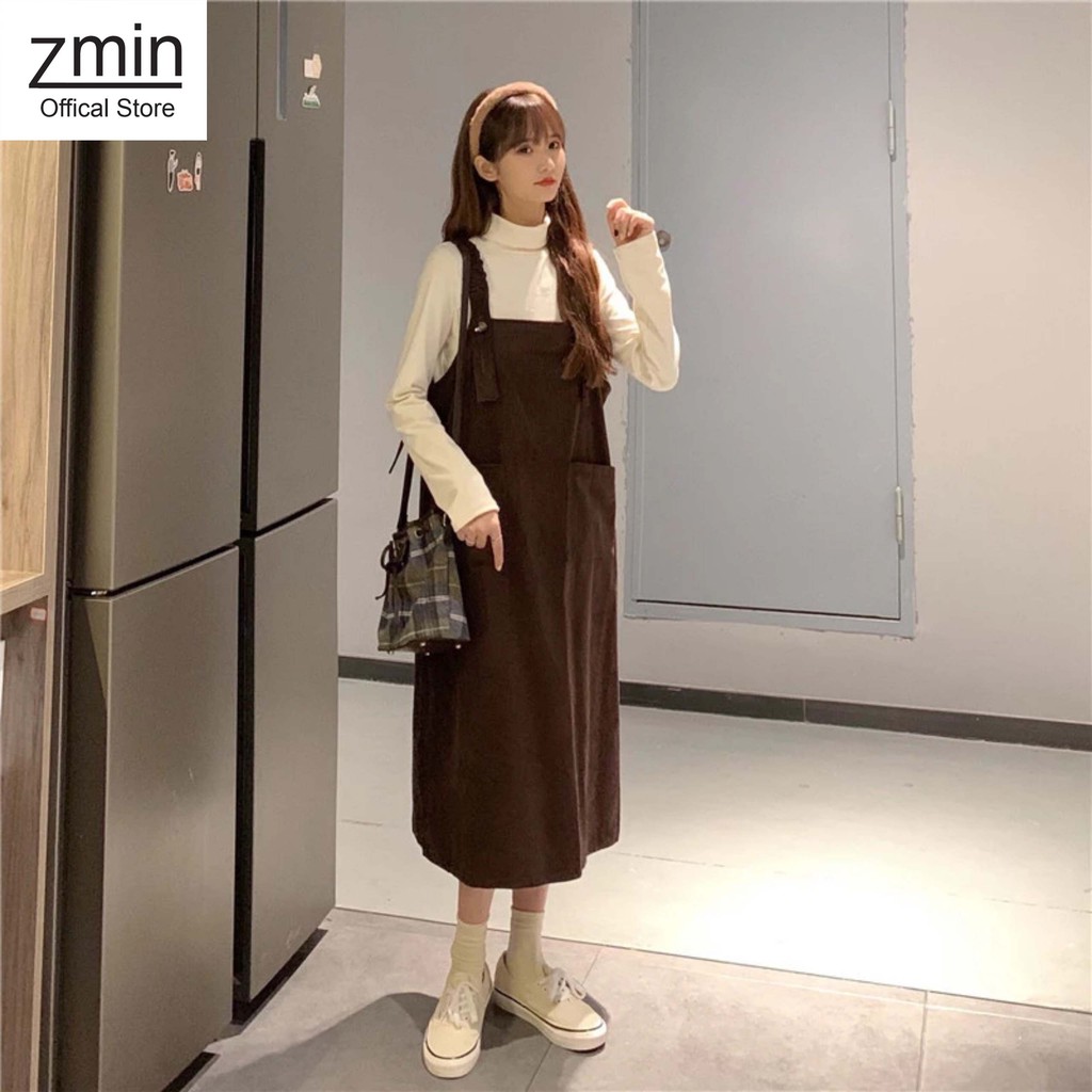 Yếm nhung dáng dài ulzzang, chất liệu nhung tăm-A004