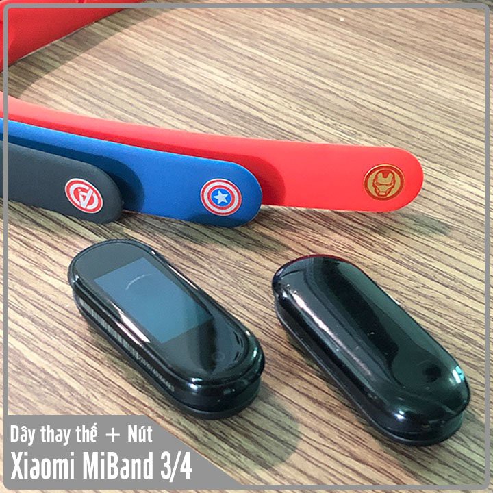 Vòng thay thế Xiaomi Miband 3 / 4 Vòng trơn + Nút hình Siêu anh hùng