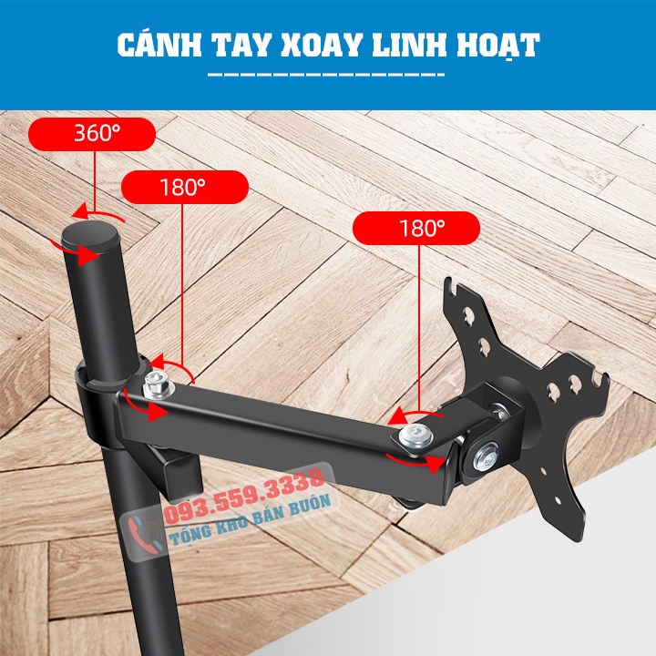 Giá Treo Màn Hình 17 - 32 Inch XL03 / HW-701 / ErgoTek EZ1 Tải Trọng 6 - 8 Kg - Lắp Đặt Kẹp Bàn [ Rẻ Hơn NB F80 ]