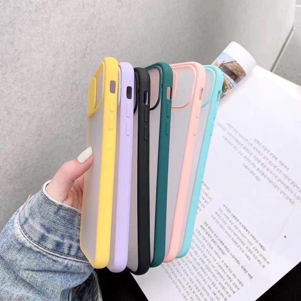 Ốp lưng viền màu lưng nhám trượt bảo vệ camera Iphone 7plus,8plus, xs max,promax