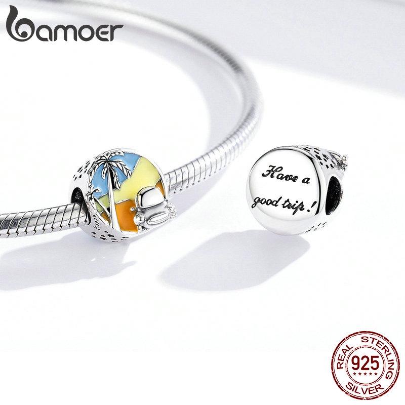 Hạt Trang Sức Bamoer SCC1530 Bằng Bạc 925 Hình Tròn Dùng Làm Vòng Tay
