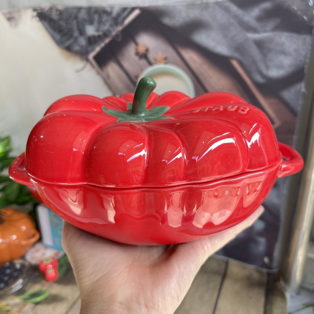 Bát sứ, bát sứ có nắp hình cà chua, bí ngô xinh xắn, có tai cầm, dùng được với lò vi sóng, dung tích 500ml