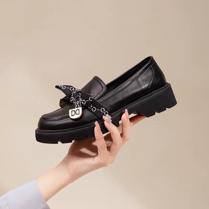 Giày búp bê nữ cổ thấp thời trang in hình nơ thời thượng Giày tiểu thư nữ kiểu dáng thanh lịch