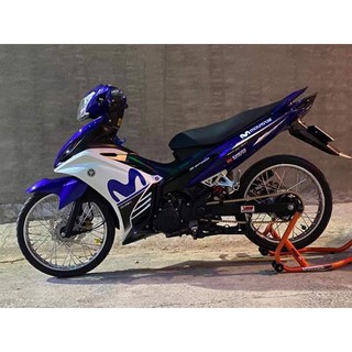 Tem xe exciter 135 xanh trắng Movistar, độ team trùm decal xe máy ex dán đời 2011-2014