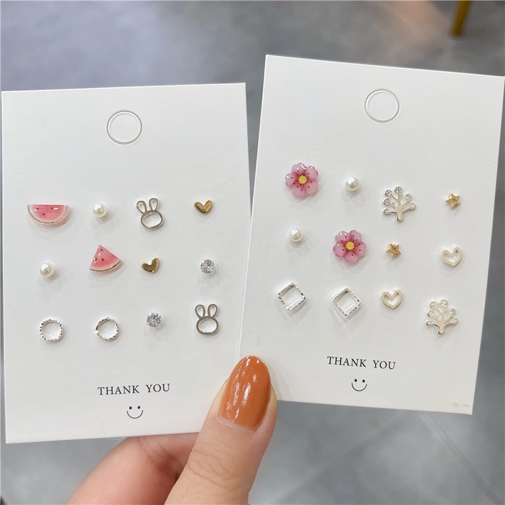 Set 5 Đôi Bông Tai Mạ Bạc 925 Hình Học Đơn Giản Thời Trang Cho Nữ