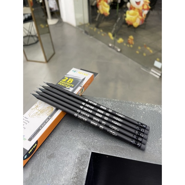 [Mã LIFE20KALL giảm 10% đơn 50K] Bút Chì Gỗ 2B Graphite Pencils Joyko 9988 (Hộp 12 chiếc bút chì gỗ đen + gôm)