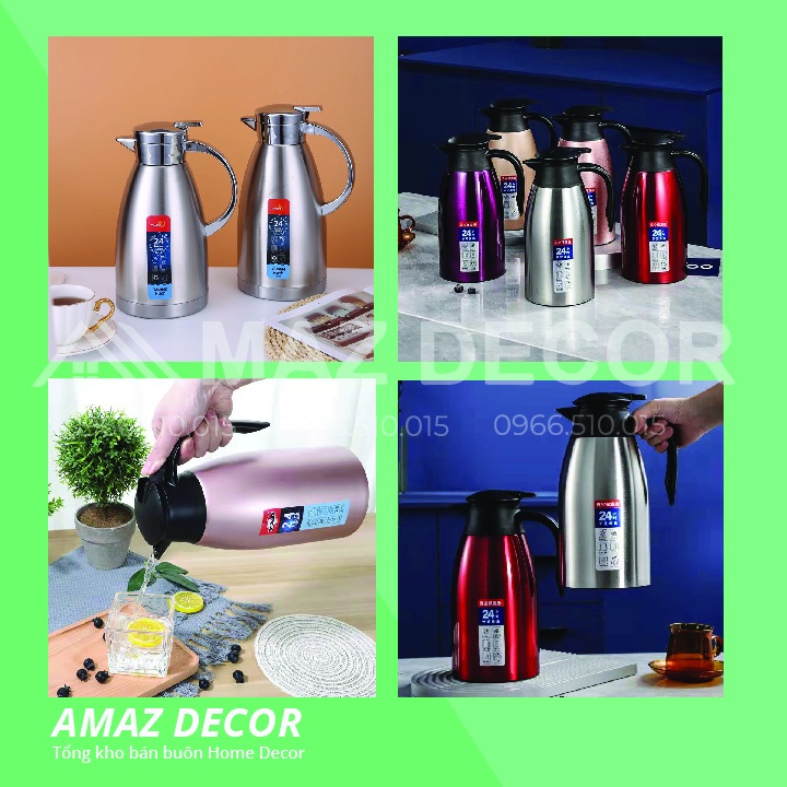 Bình nước giữ nhiệt nóng lạnh Xanbo GB9684-88 2.3 lít inox sáng bóng an tòa cho sức khỏe